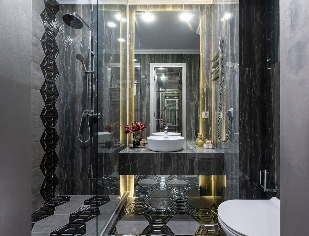 Dramatic Black & Gold Master Suite